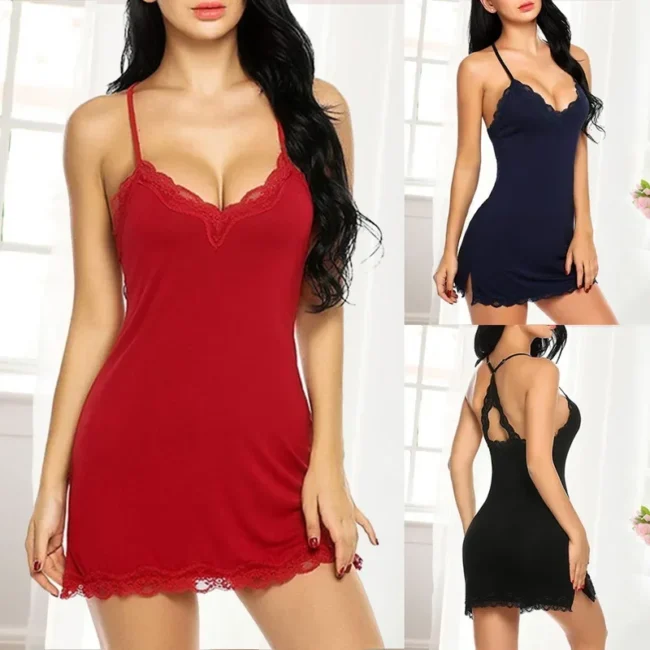 Women'S Lingerie Silk Satin Nightdress - Image 2