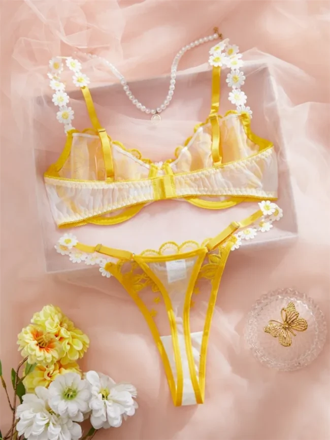 Fairy Lingerie Set Sweet Lace Underwear Luxury Intimate Beautiful Floral Embroidery Bra And Panties Set - Image 3
