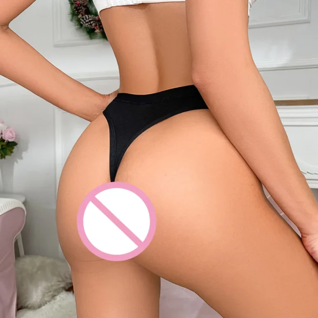 Women Thong High Cut Underwear Low Waist Transparent Waist Cotton Crotch - Image 10