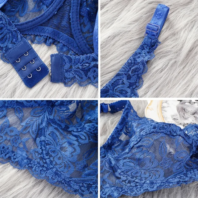 Women Lace Bra Plus Size Push Up Hollow Out Embroidery Bra Brassiere - Image 5