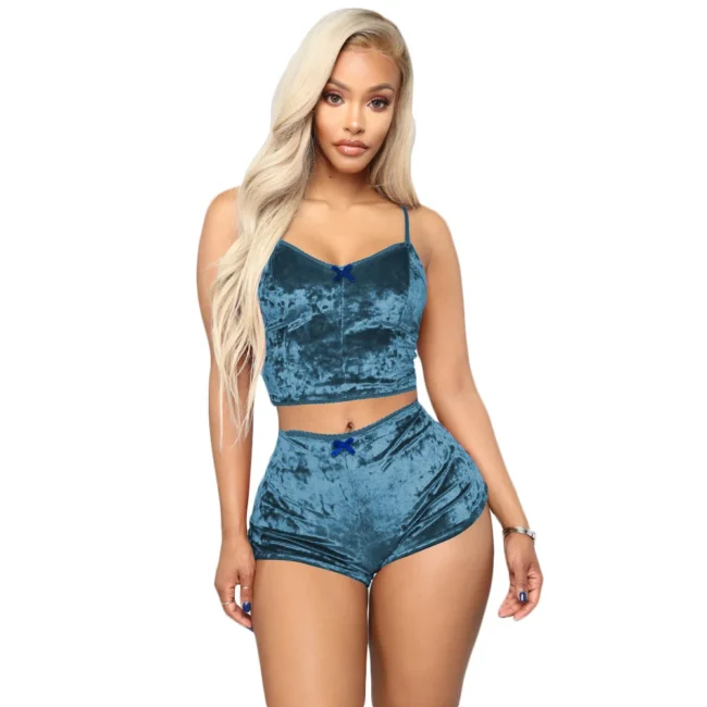 Women Summer Nightwear V-Neck Lingerie Suspender Sleepwear Crop Top - Image 8
