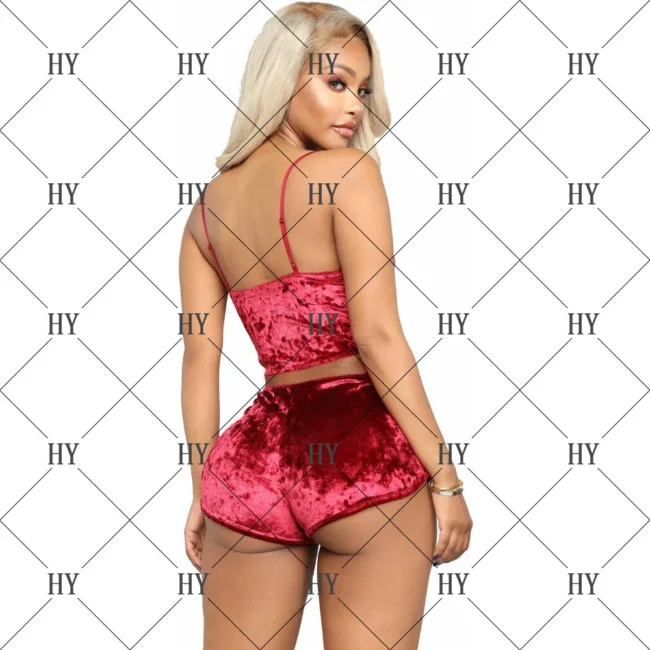 Women Summer Nightwear V-Neck Lingerie Suspender Sleepwear Crop Top - Image 6