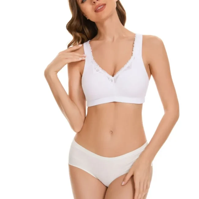 Bras For Women Plus Size 95% Cotton Large Cup Comfortable Seamless Wireless Ultra-Thin  Brassiere - Image 26