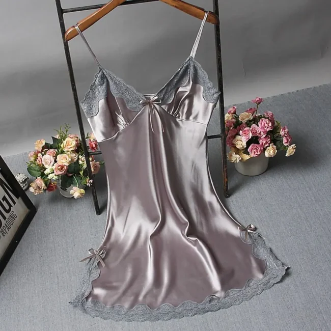 Lace Patchwork Lingerie Sleep Wear Nightdress - Image 9