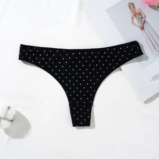 Women'S Thong Low-Rise Cotton Panties Dot Pattern - Image 17