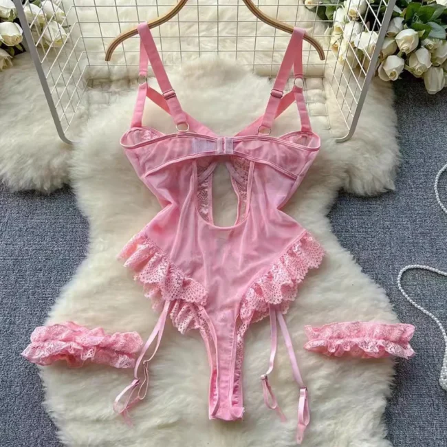 Underwear Bra Set For Women Lace Garter Lingerie Underwire Bra And Thong - Image 2