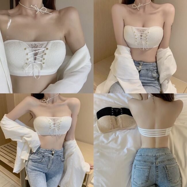 Non-Slip Bra Lace Tube Top Seamless Wireless Small Chest Push Up - Image 25