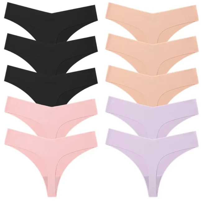 10Pcs Set Women'S Panties Simple Seamless Underwear Breathable Comfortable Thong - Image 7