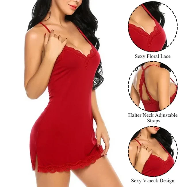 Women'S Lingerie Silk Satin Nightdress - Image 5