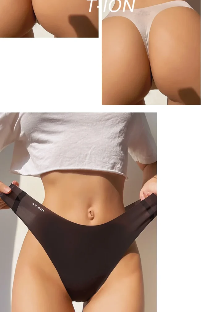 Seamless Thongs -Sheer Trace Less Breathable Cotton Crotch Soft Thin Panties - Image 13