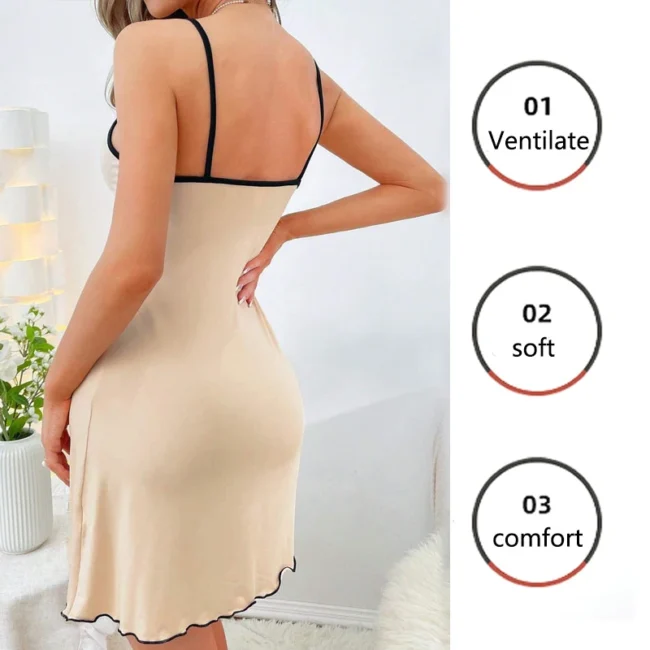 Women Suspender Skirt Ladies Short Skirt Comfortable Pajamas Leisure Homewear Sexy Outside Letters Bear Printed One-Piece-Dress - Image 5