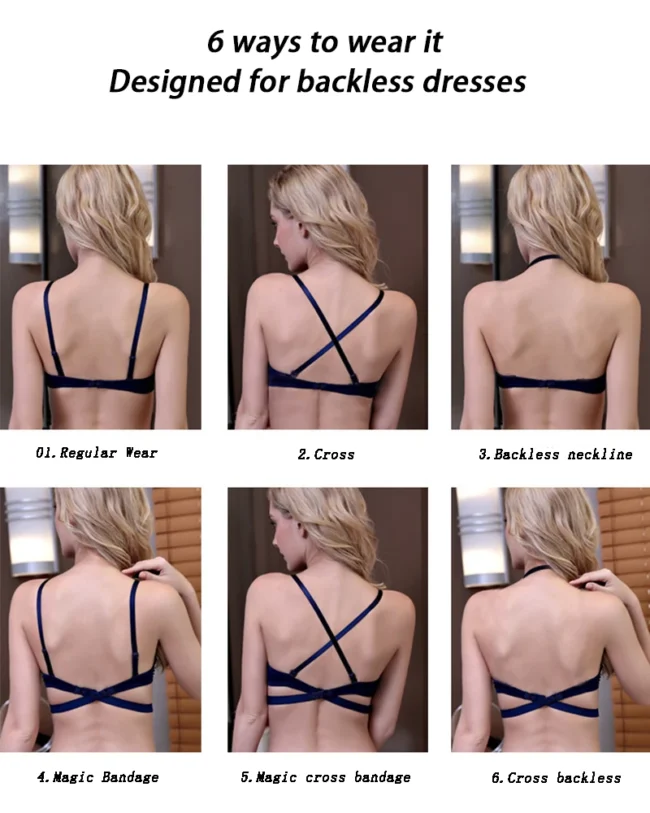 Push Up Bra Backless Women'S Low Cut Brassiere Open Back Seamless - Image 11