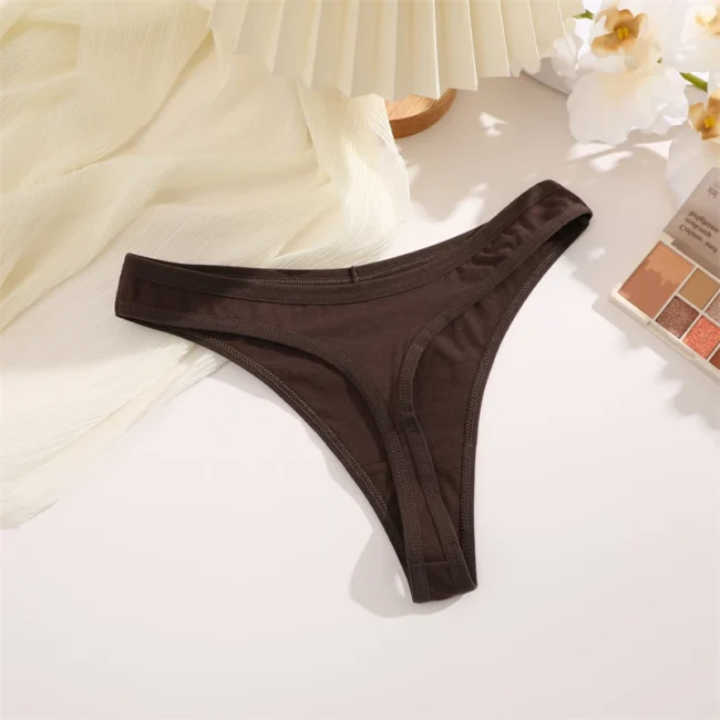 4Pcs Women Cotton Thong Low Waist Panties Striped Underwear - Image 53