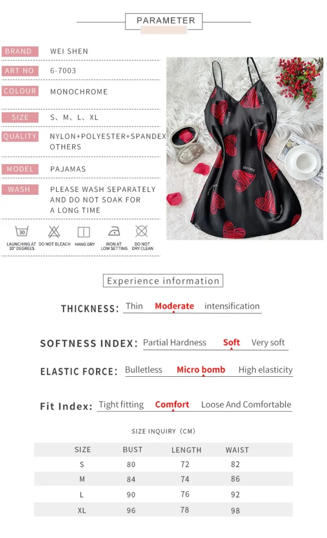 Valentine'S Day Red Lip Print Satin Slip Nightdress V Neck Backless Mini Sleep Dress Women'S Sleepwear Dresses - Image 10