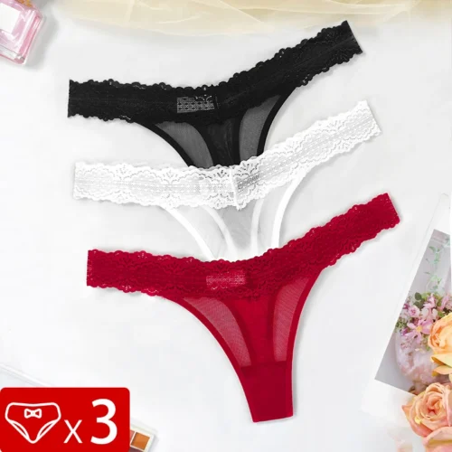 3pcs/Set Women Thong Underwear Multi Color Breathable Floral Panties Lady
