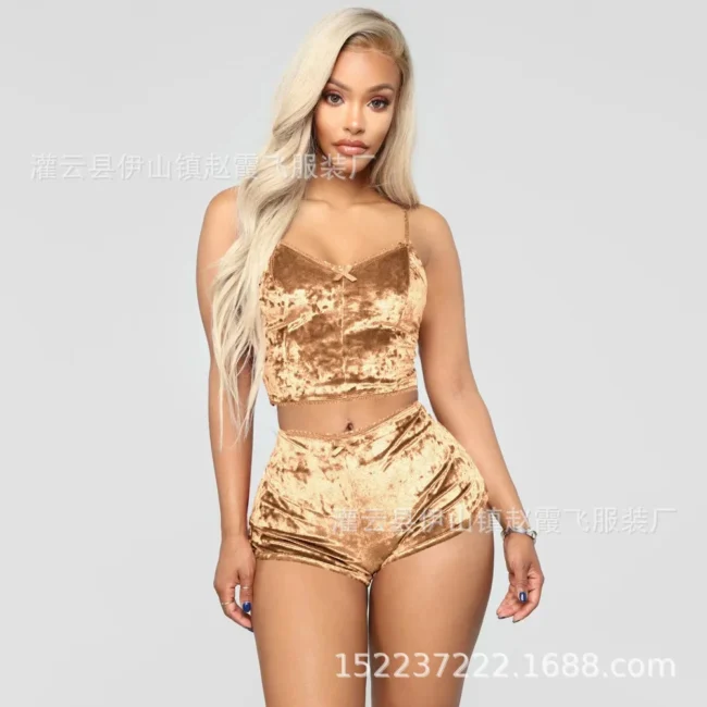 Women Summer Nightwear V-Neck Lingerie Suspender Sleepwear Crop Top - Image 11