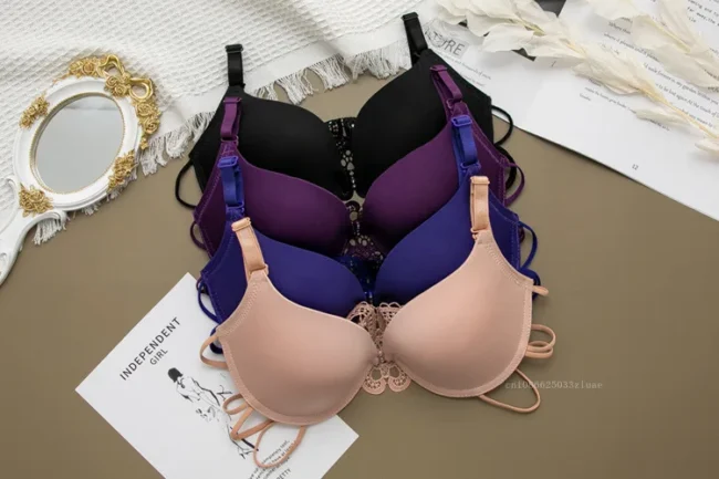 Women Silky Comfortable Adjustable Bra Underwire Back Floral Embroidery - Image 13