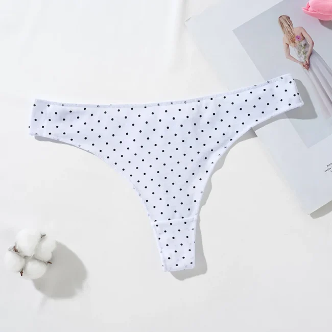 Women'S Thong Low-Rise Cotton Panties Dot Pattern - Image 16