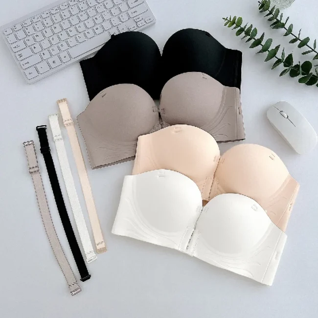 Front Closure Strapless Bra For Women Seamless Push Up Brassiere - Image 21