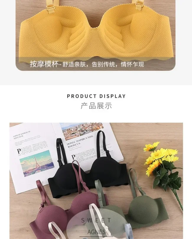 Bra Push Up Seamless For Women Solid Color Convertible Straps Brassiere - Image 15