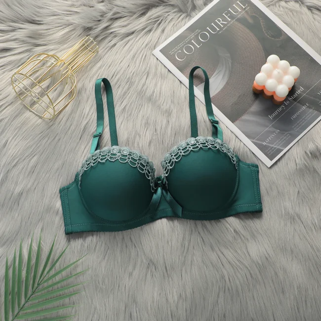 Underwire Push-Up Bras For Women Elegant Bow Decoration Flower Ruffles - Image 14
