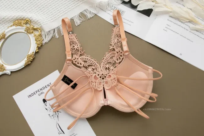 Women Silky Comfortable Adjustable Bra Underwire Back Floral Embroidery - Image 20