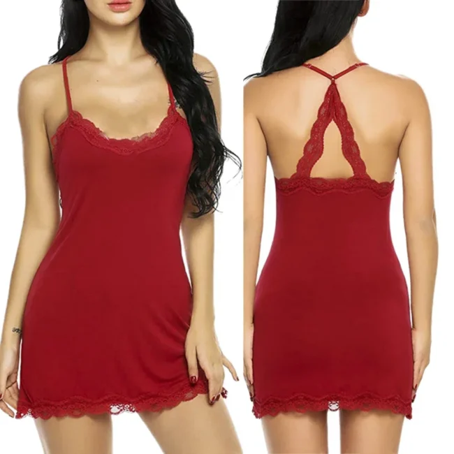 Women'S Lingerie Silk Satin Nightdress - Image 4