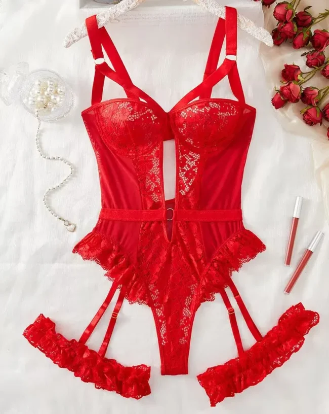Underwear Bra Set For Women Lace Garter Lingerie Underwire Bra And Thong - Image 6