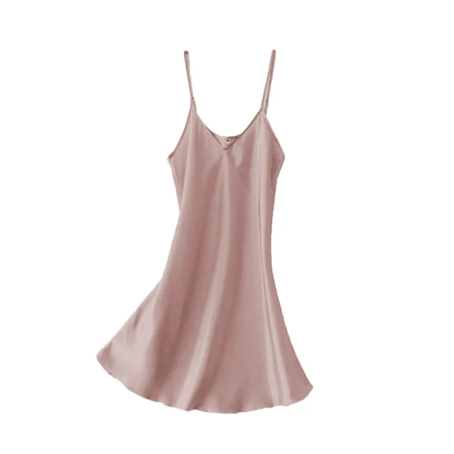 Women'S Sexy Silk Satin Night Dress Sleeveless Nighties V-Neck Nightgown - Image 7