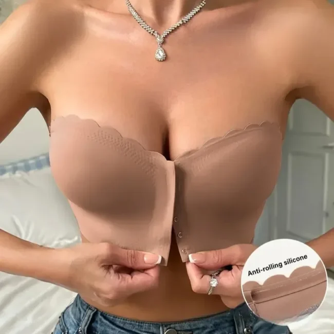 Front Button Bra No Underwire Smooth Breathable Comfortable Solid Color - Image 3