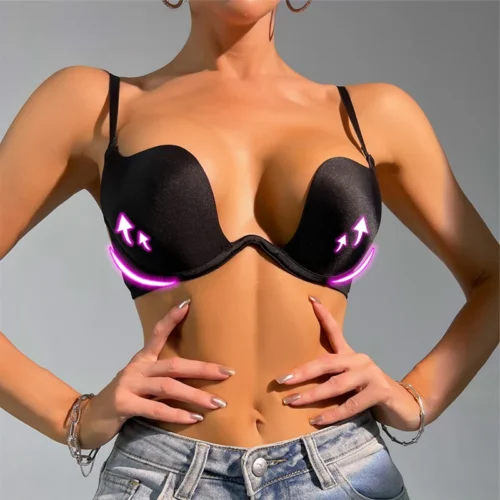 Push Up Bra Backless Women's Low Cut Brassiere Open Back Seamless
