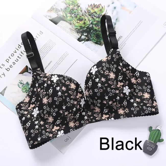 Women Flower Print Seamless Bra Floral Push Up - Image 15