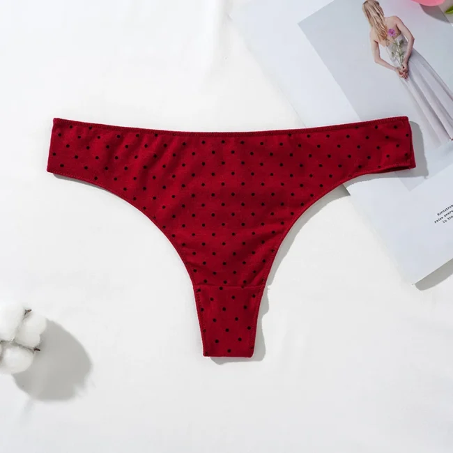Women'S Thong Low-Rise Cotton Panties Dot Pattern - Image 18