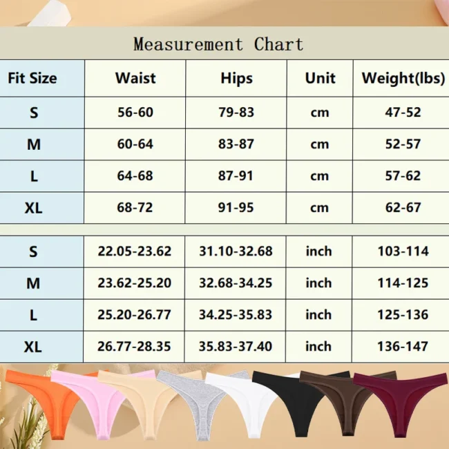 4Pcs Women Cotton Thong Low Waist Panties Striped Underwear - Image 6