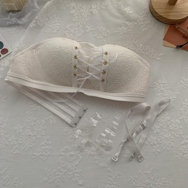 Non-Slip Bra Lace Tube Top Seamless Wireless Small Chest Push Up - Image 16
