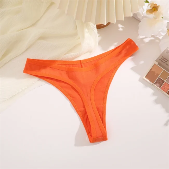 4Pcs Women Cotton Thong Low Waist Panties Striped Underwear - Image 50