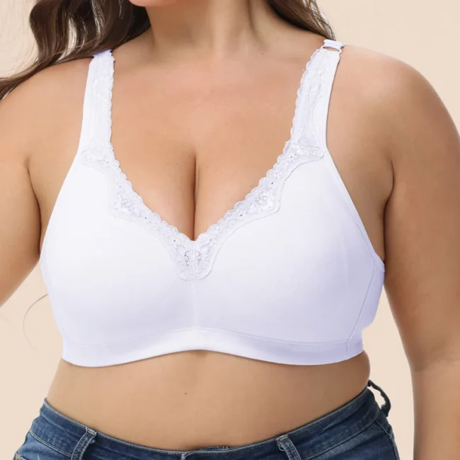 Bras For Women Plus Size 95% Cotton Large Cup Comfortable Seamless Wireless Ultra-Thin  Brassiere - Image 7