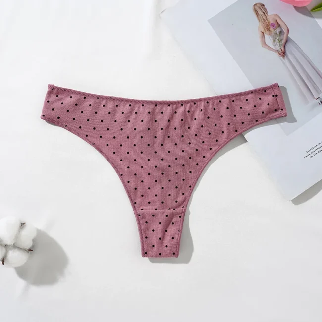 Women'S Thong Low-Rise Cotton Panties Dot Pattern - Image 21