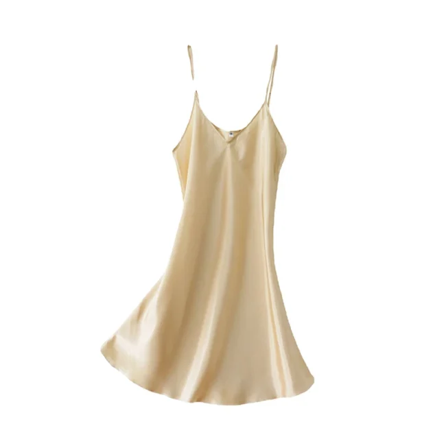 Women'S Sexy Silk Satin Night Dress Sleeveless Nighties V-Neck Nightgown - Image 8