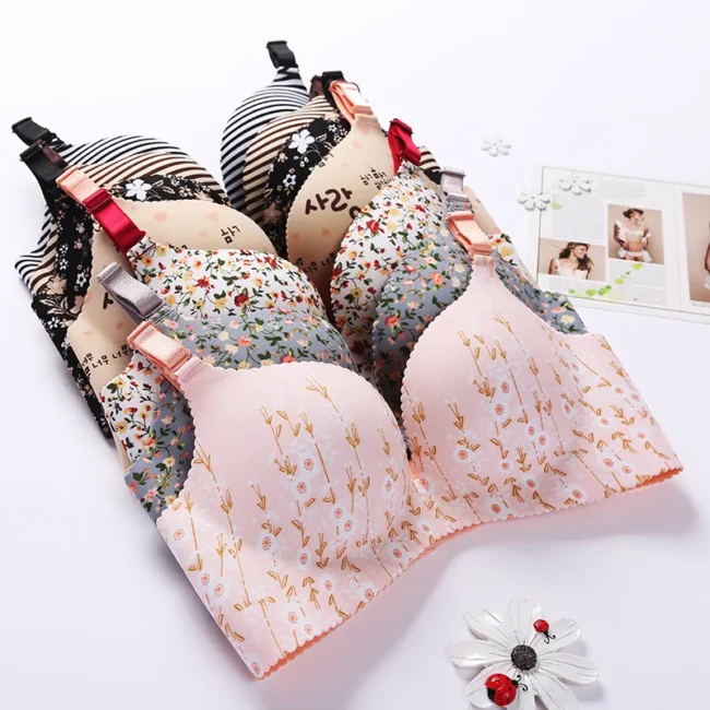 Women Flower Print Seamless Bra Floral Push Up - Image 13