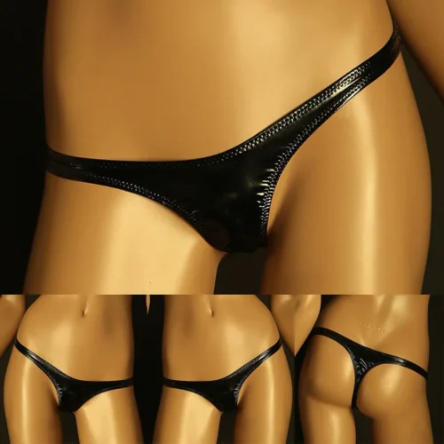 Women's Thong Underwear T-Panties Low Waist Patent Leather Lingerie