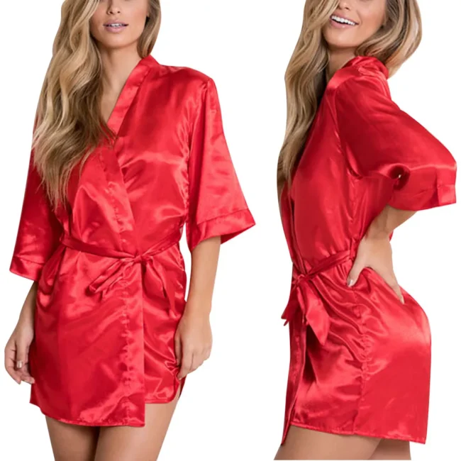 Women Satin Sleepwear Lingerie Night Gown Robe! - Image 10