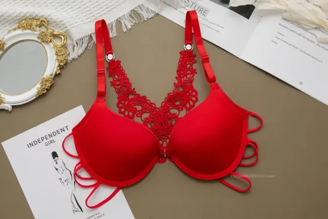 Women Silky Comfortable Adjustable Bra Underwire Back Floral Embroidery - Image 17