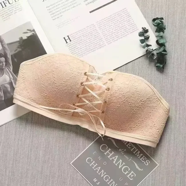 Non-Slip Bra Lace Tube Top Seamless Wireless Small Chest Push Up - Image 7