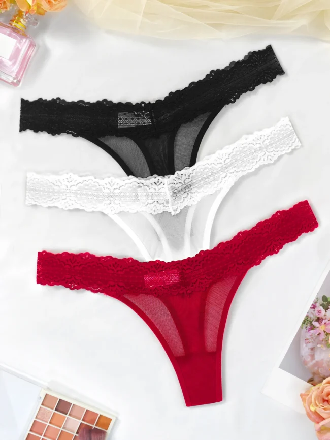 3Pcs/Set Women Thong Underwear Multi Color Breathable Floral Panties Lady - Image 4