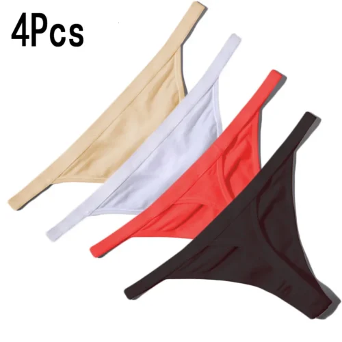 4PCS Women's Cotton Thong Underwear