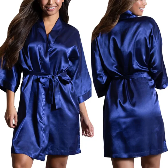 Women Satin Sleepwear Lingerie Night Gown Robe! - Image 9