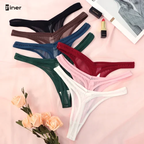 Seamless Thongs For Women Tiny Tangas Lingerie Translucent