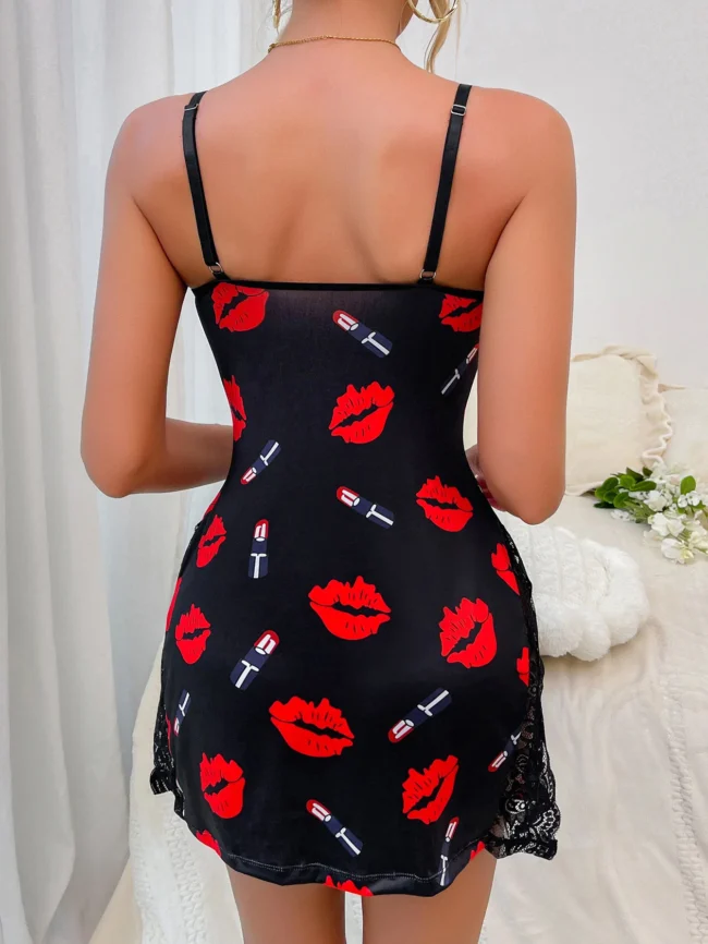 Nightgown Fashion Leopard Print Lingerie Women'S Butterfly Pattern Chemise - Image 6