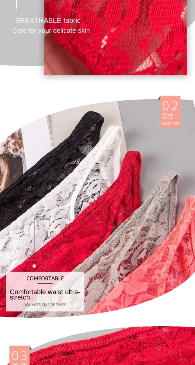 Women'S Underwear Lace Panties Comfortable Briefs Low Waist Seamless - Image 10